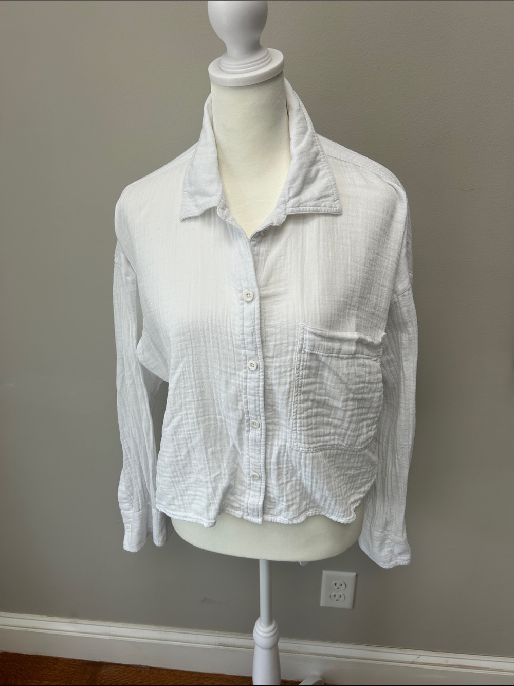 ME+EM White Button-Front Gauze Shirt